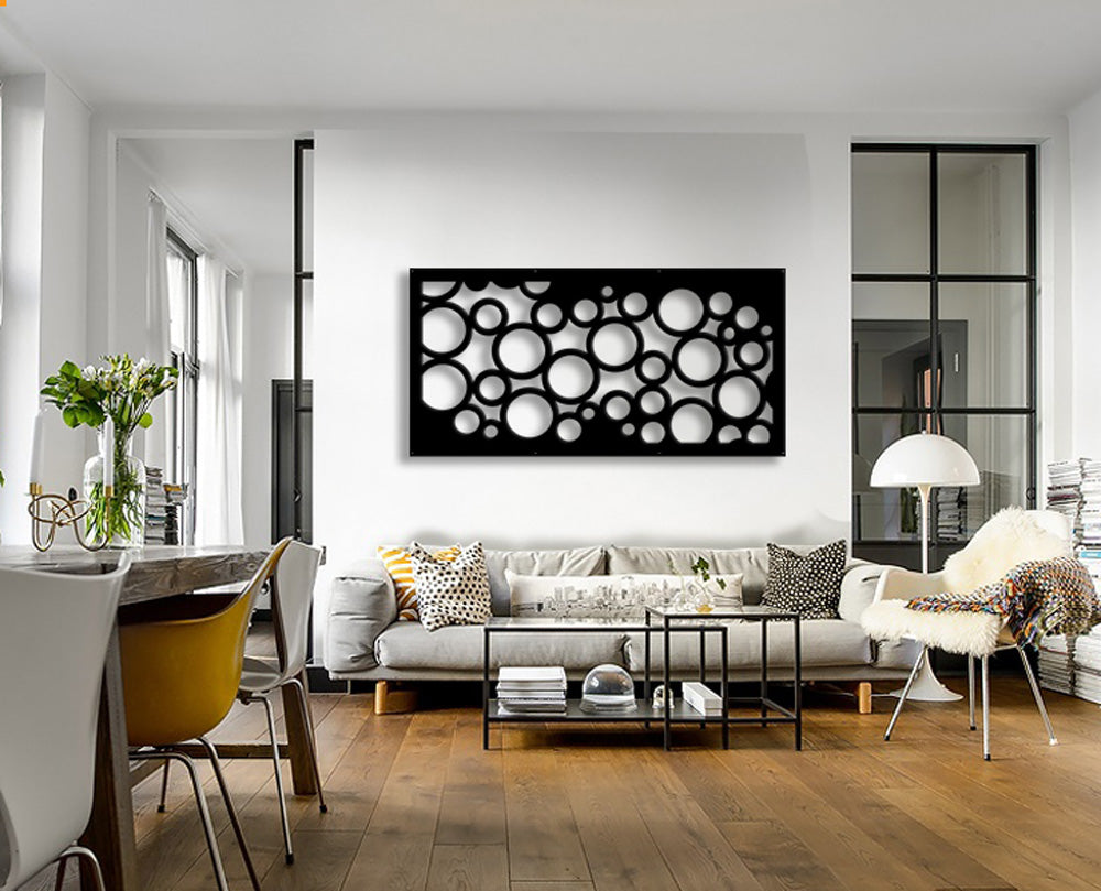 CIRCLE - Pannello in PVC traforato - Parasole Colore: nero, Misura: 47x94 cm