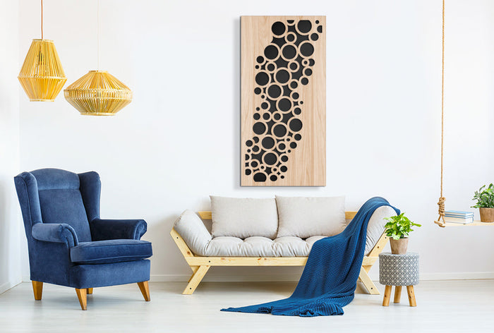 CIRCLE - Quadro arredo LASERCUT composito Legno e PVC Misura: 50x100 cm