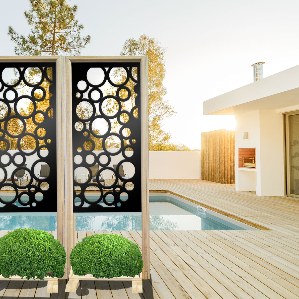 CIRCLE - Separè - Paravento modulabile - 70x190cm - in Legno e PVC Colore: nero