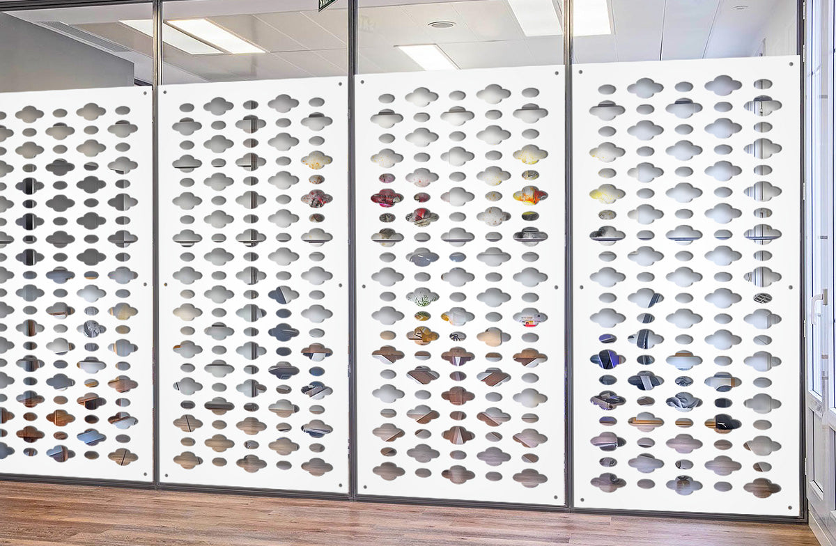 CLOUDS - Pannello in PVC traforato - Parasole Colore: bianco, Misura: 98x198 cm