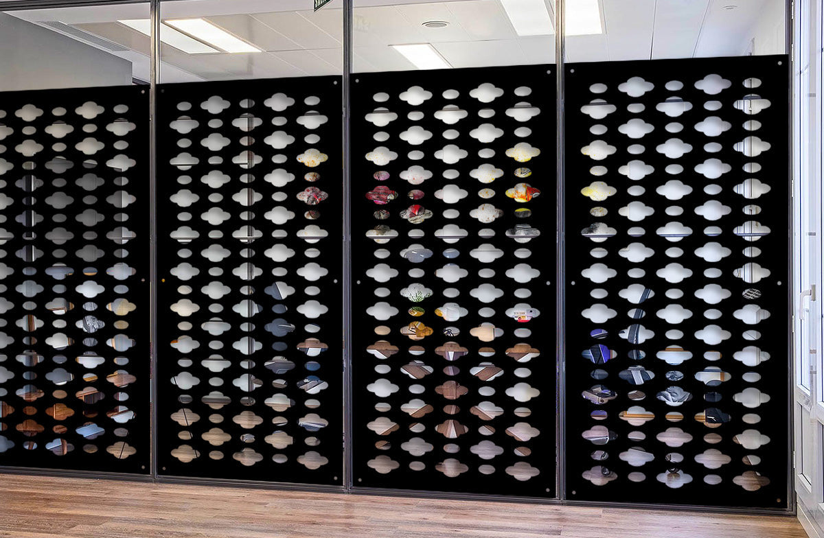 CLOUDS - Pannello in PVC traforato - Parasole Colore: nero, Misura: 98x198 cm