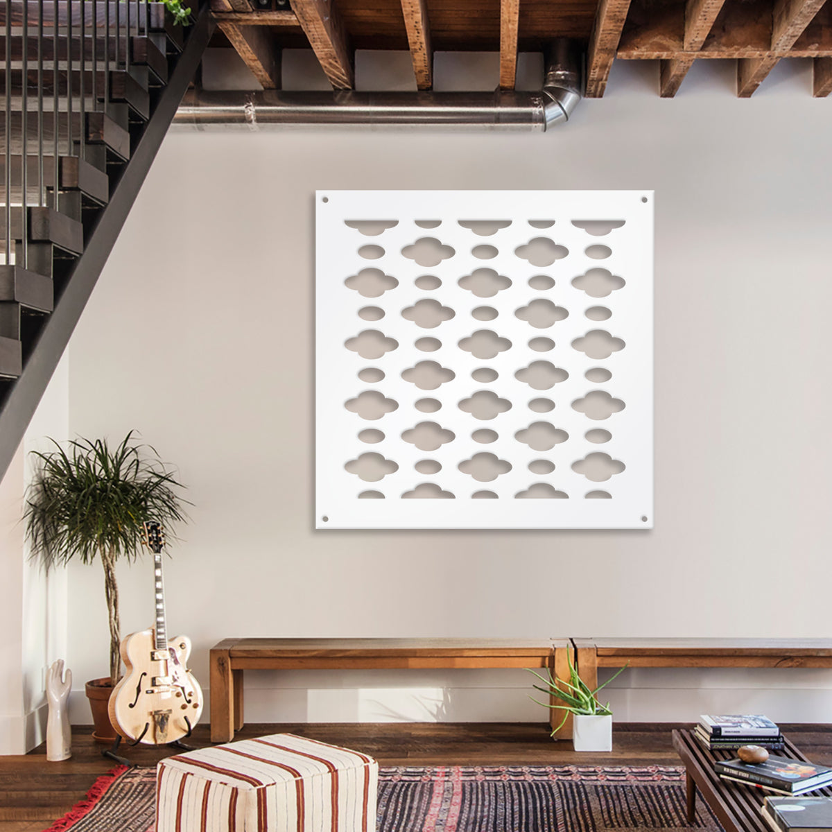 CLOUDS - Pannello in PVC traforato - Parasole Misura: 98x98 cm, Colore: bianco