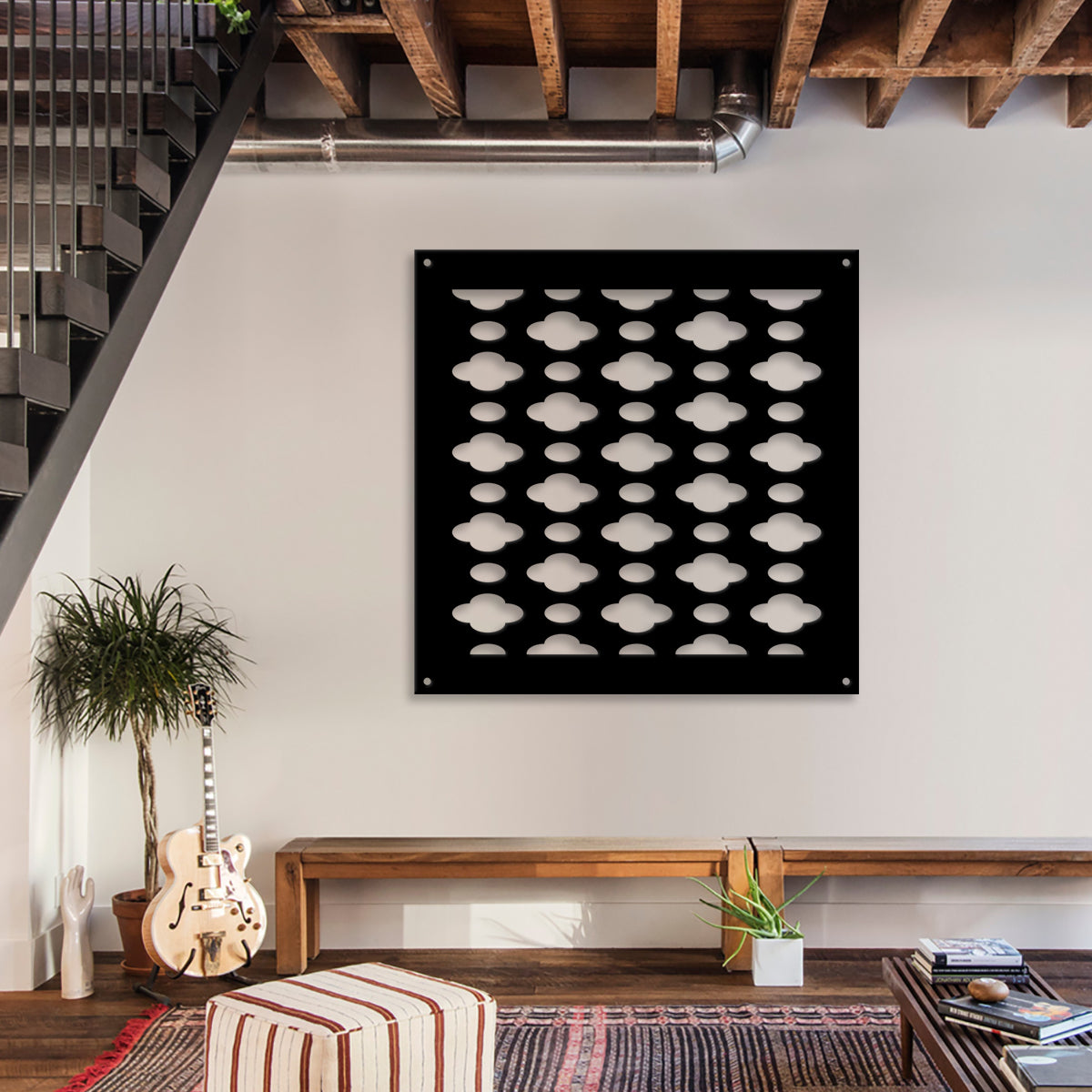 CLOUDS - Pannello in PVC traforato - Parasole Misura: 73x73 cm, Colore: nero