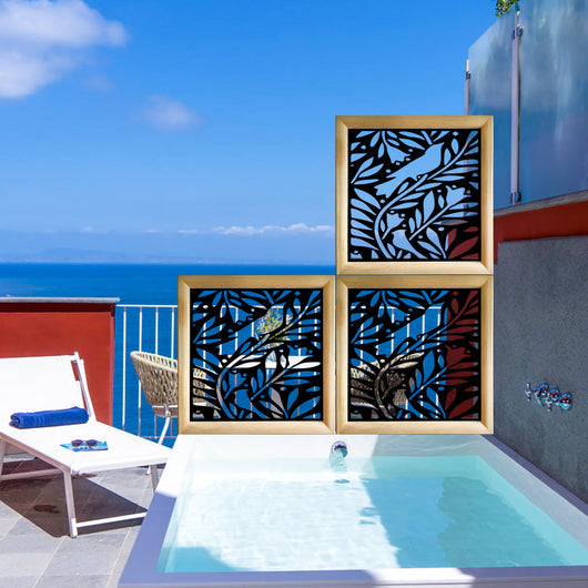 COLIBRI - Moduli Decorativi in Legno e PVC Misura: 48x48 cm, Colore: nero