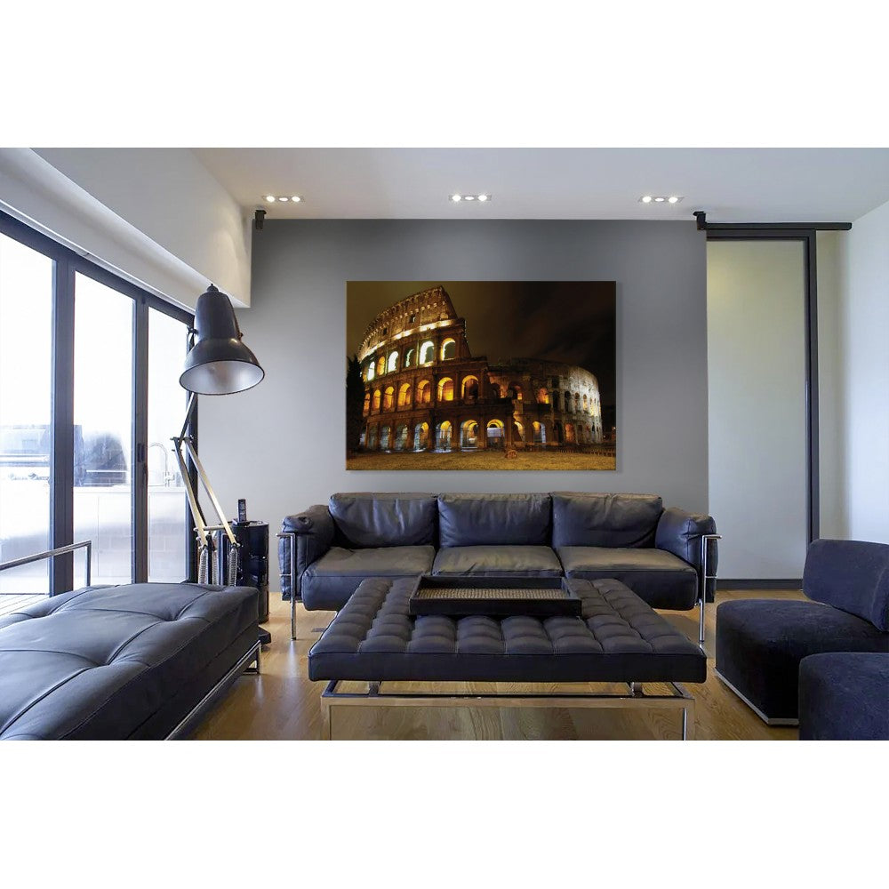 Colosseo Roma night - Quadro Canvas su telaio in legno Misura: 70X50 cm