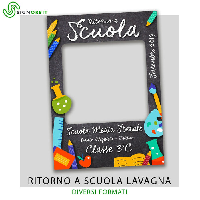 Cornice selfie Ritorno a scuola Nera Lavagna Misura: 50x70 cm