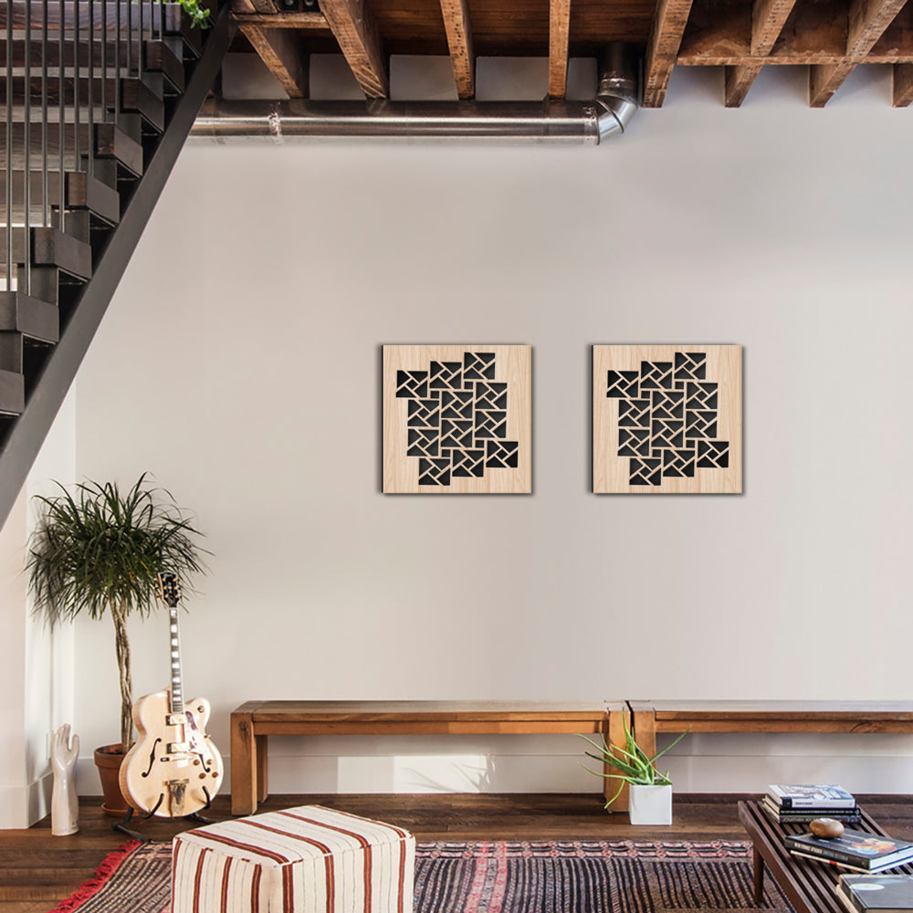 CUBI - Quadro arredo LASERCUT composito Legno e PVC Misura: 60x60 cm