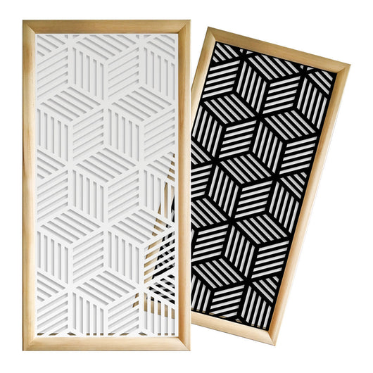 CUBIC - Moduli Decorativi in Legno e PVC Misura: 73x148 cm, Colore: bianco