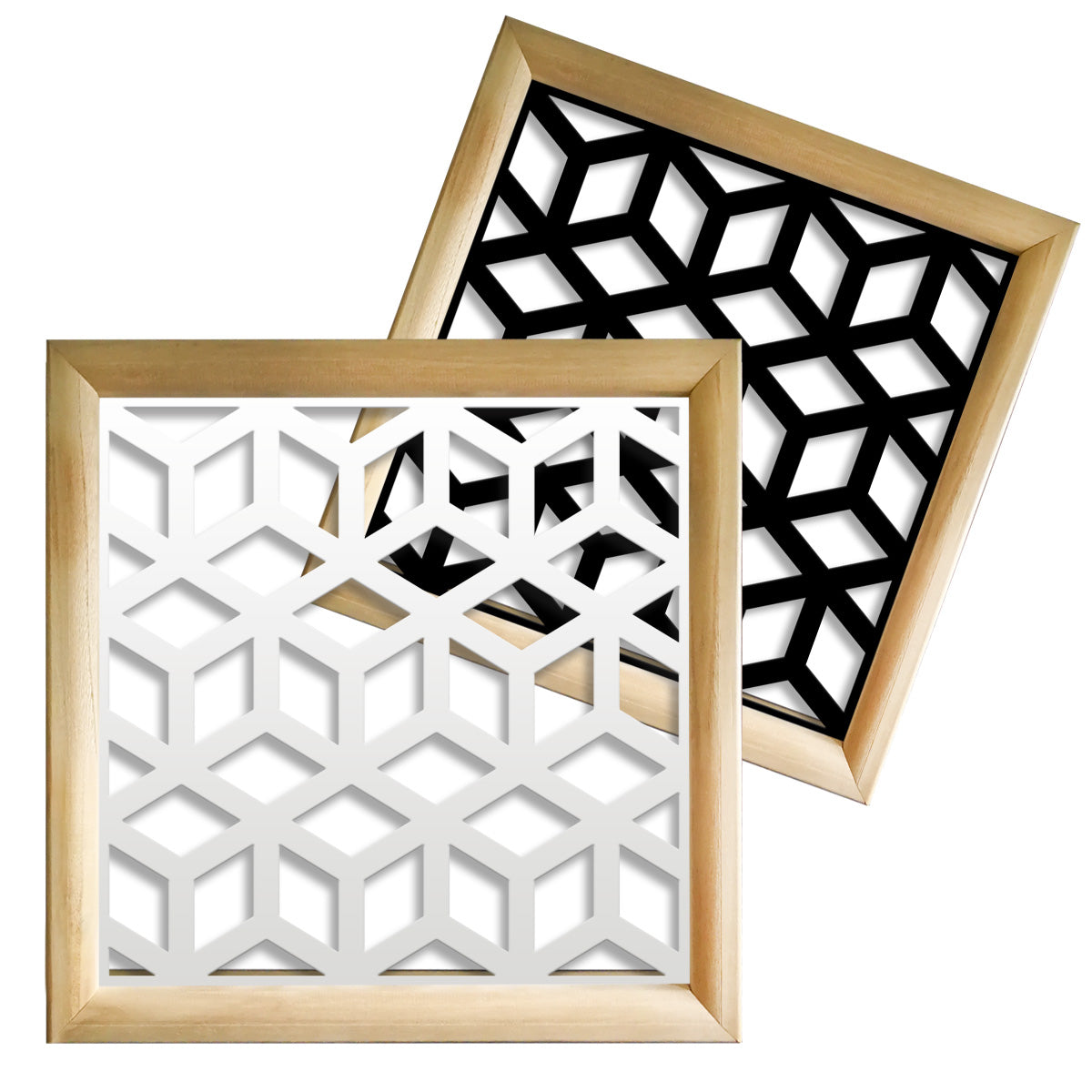 CUBO - Moduli Decorativi in Legno e PVC Misura: 73x73 cm, Colore: bianco