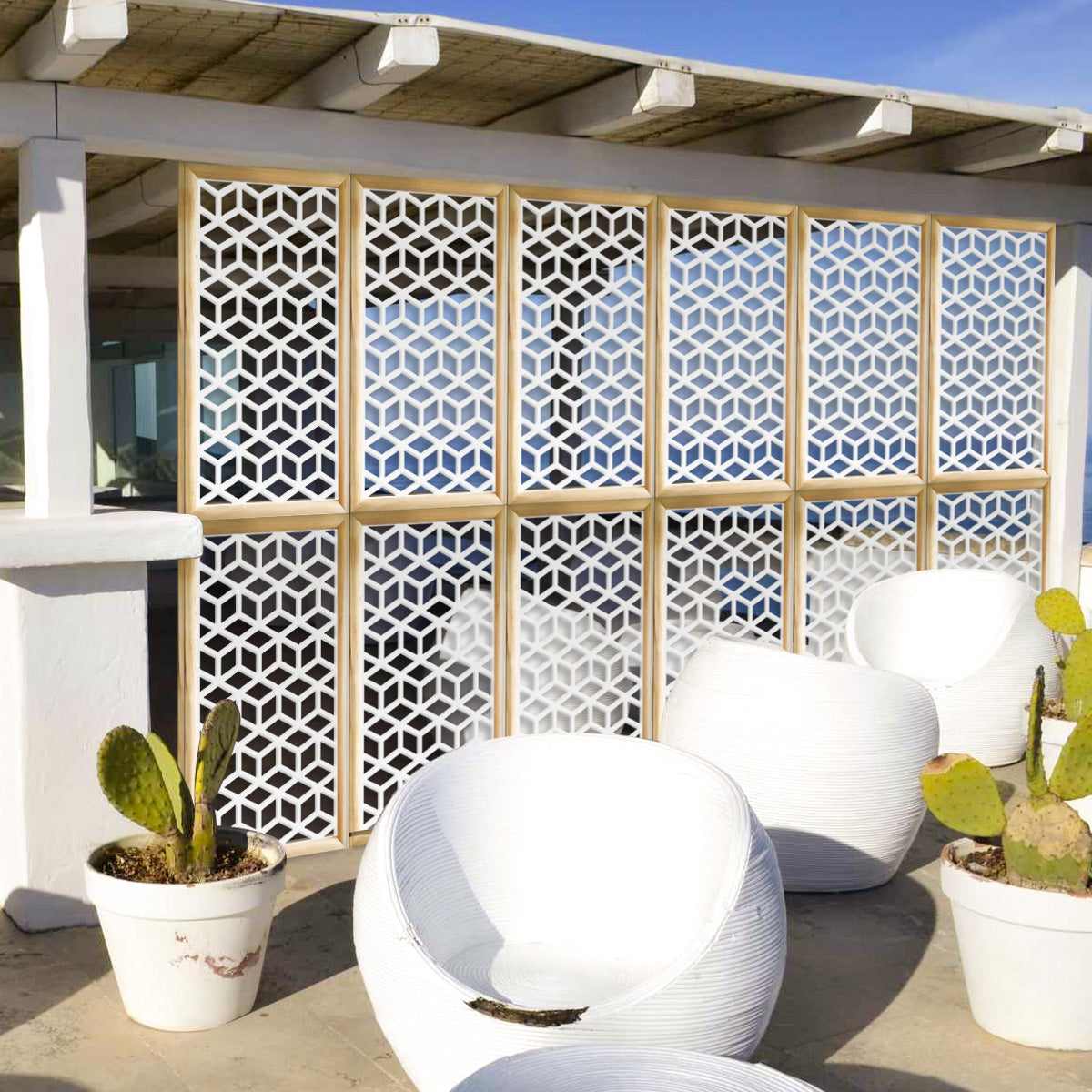 CUBO - Moduli Decorativi in Legno e PVC Colore: bianco, Misura: 73x148 cm