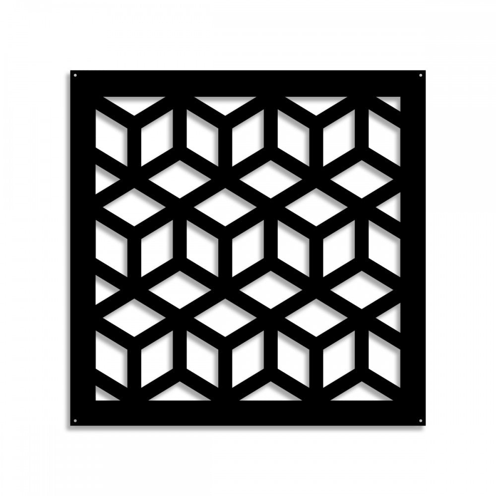 CUBO - Pannello in PVC traforato - Parasole Misura: 98x98 cm, Colore: nero