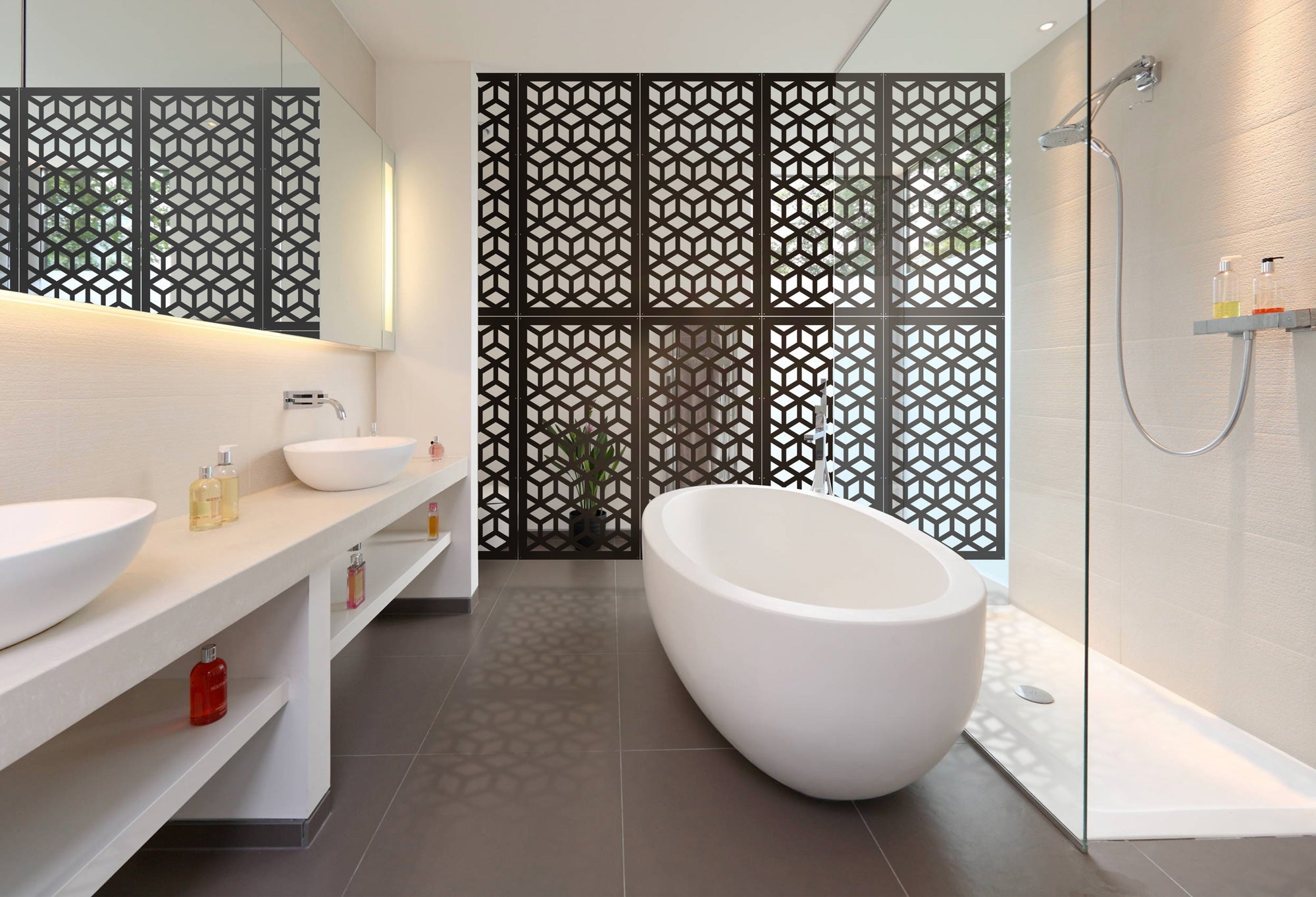 CUBO - Pannello in PVC traforato - Parasole Misura: 47x94 cm, Colore: nero