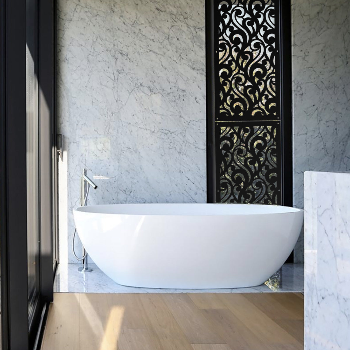 CURL - Pannello in PVC traforato - Parasole Misura: 50x150 cm, Colore: nero