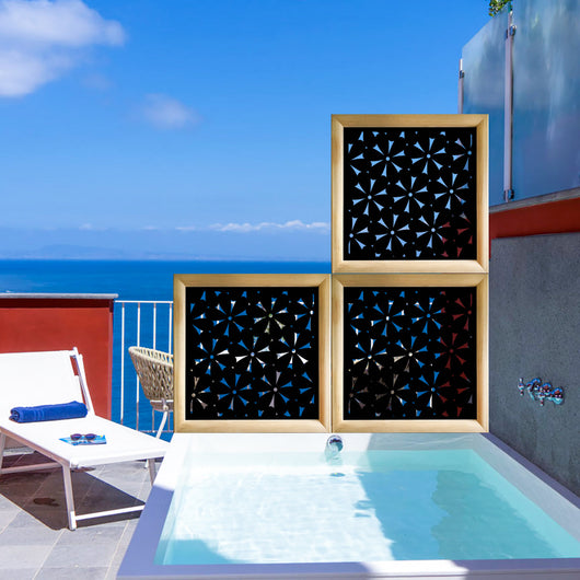 DAISY - Moduli Decorativi in Legno e PVC Colore: nero, Misura: 48x48 cm