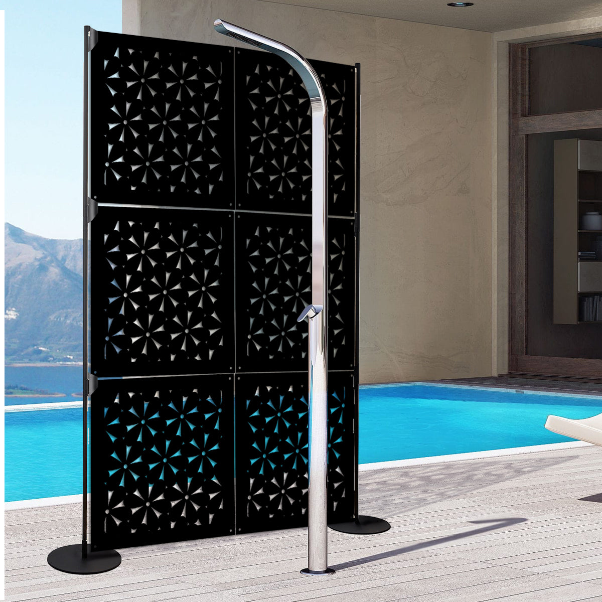 DAISY - Pannello in PVC traforato - Parasole Misura: 73x73 cm, Colore: nero