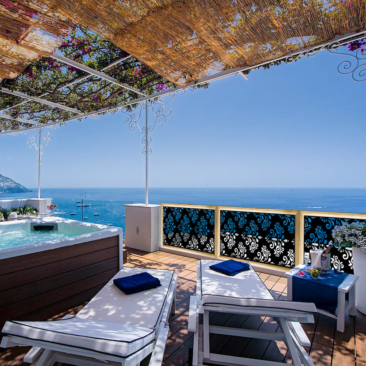 DAMASCO - Moduli Decorativi in Legno e PVC Misura: 73x148 cm, Colore: nero