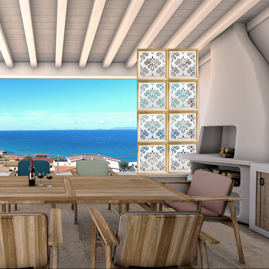 DAMASCO - Moduli Decorativi in Legno e PVC Misura: 98x98 cm, Colore: bianco