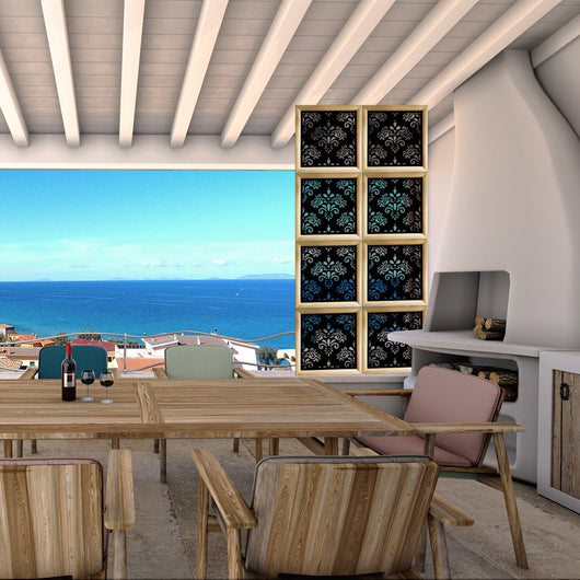 DAMASCO - Moduli Decorativi in Legno e PVC Misura: 98x98 cm, Colore: nero