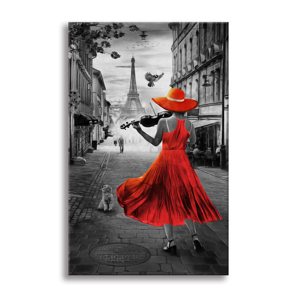 Dans Paris -  Quadro Canvas Contemporaneo su telaio in legno Misura: 50x70 cm