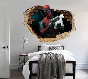 DeadPool - Adesivi murali parete 3D wall sticker cameretta bimbi Misura: 150x100 cm
