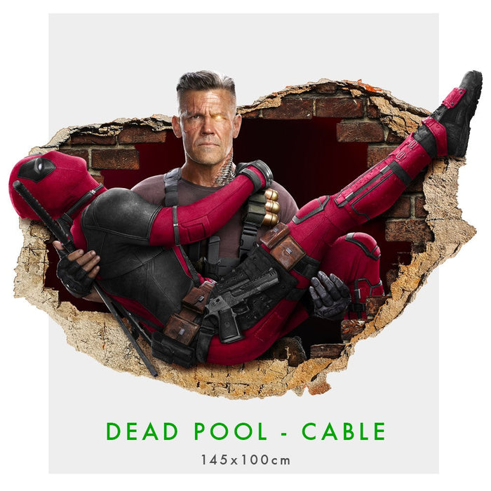 DeadPool and Cable - Adesivi murali parete 3D wall sticker cameretta bimbi Misura: 150x100 cm