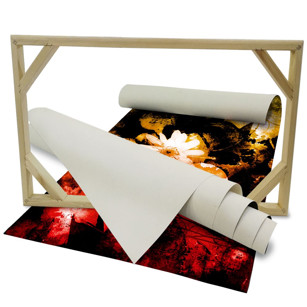 Decorazione Floreale Grunge - Quadro Canvas su telaio in legno Misura: 100x70 cm