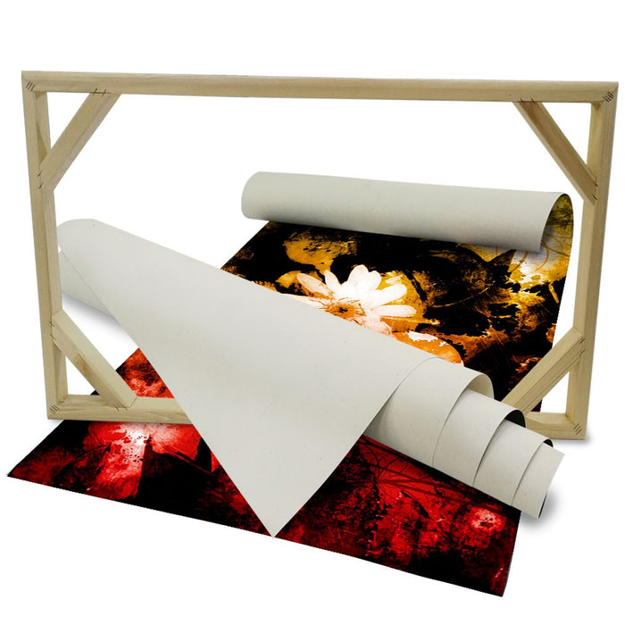 Decorazione Floreale Grunge - Quadro Canvas su telaio in legno Misura: 140x100 cm