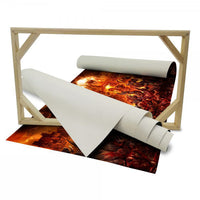 DEMONI, DRAGHI E CAVALIERI - Stampa su Canvas montata su telaio in legno - battaglia infernale Misura: 140x50 cm