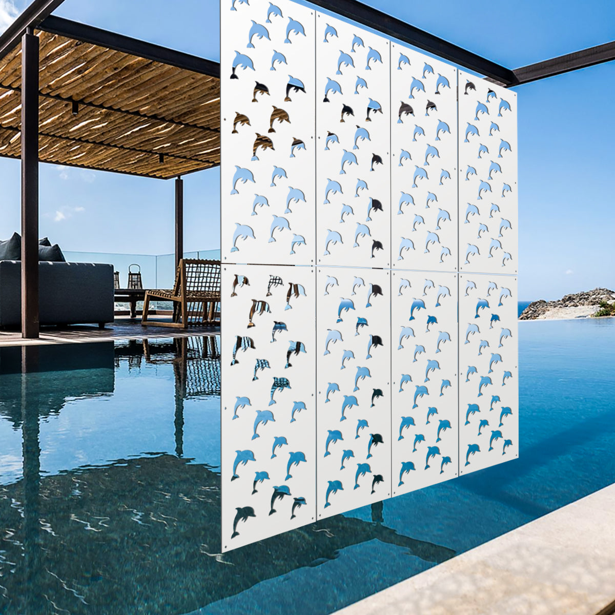 DOLPHIN - Pannello in PVC traforato - Parasole Misura: 98x198 cm, Colore: bianco