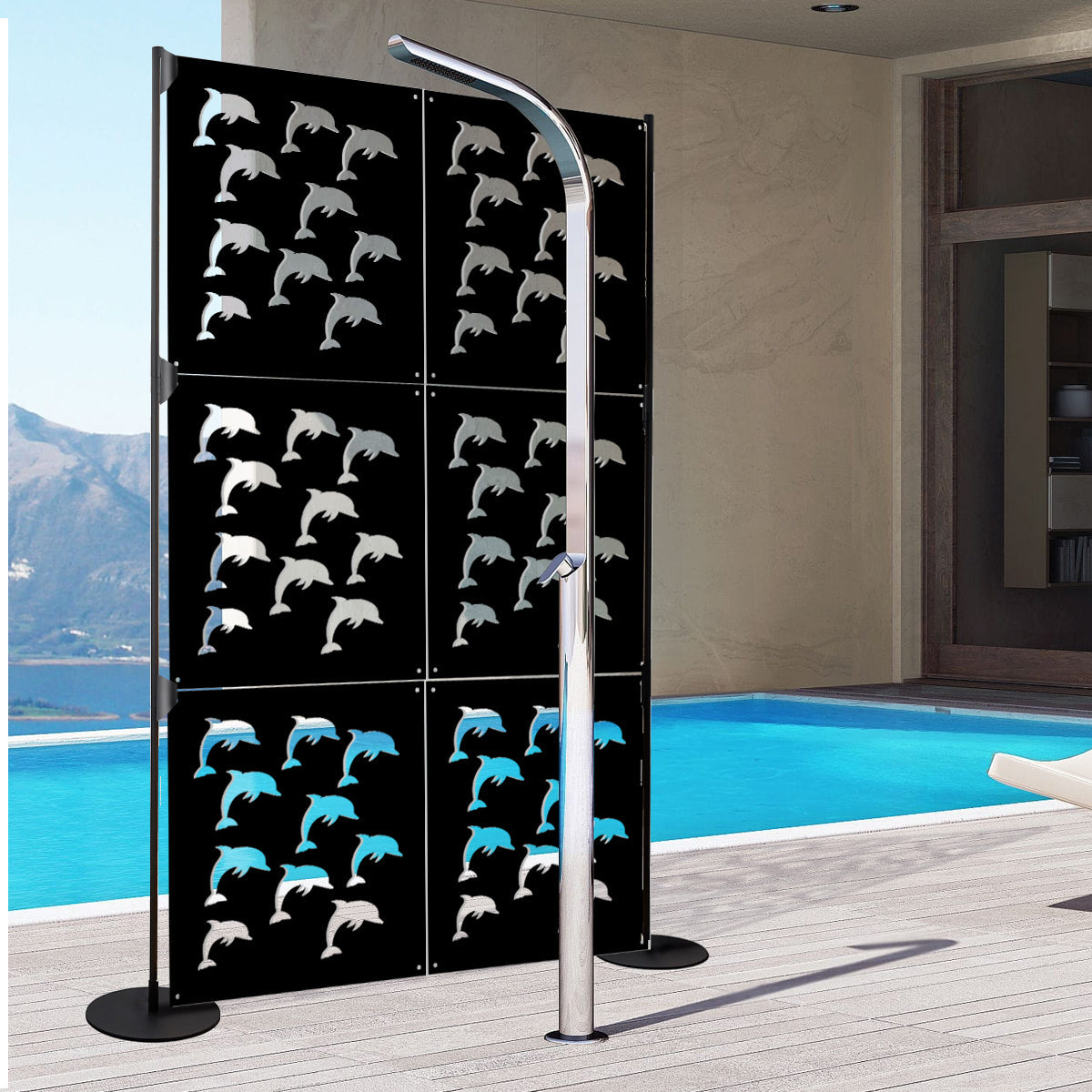 DOLPHIN - Pannello in PVC traforato - Parasole Misura: 48x48 cm, Colore: nero