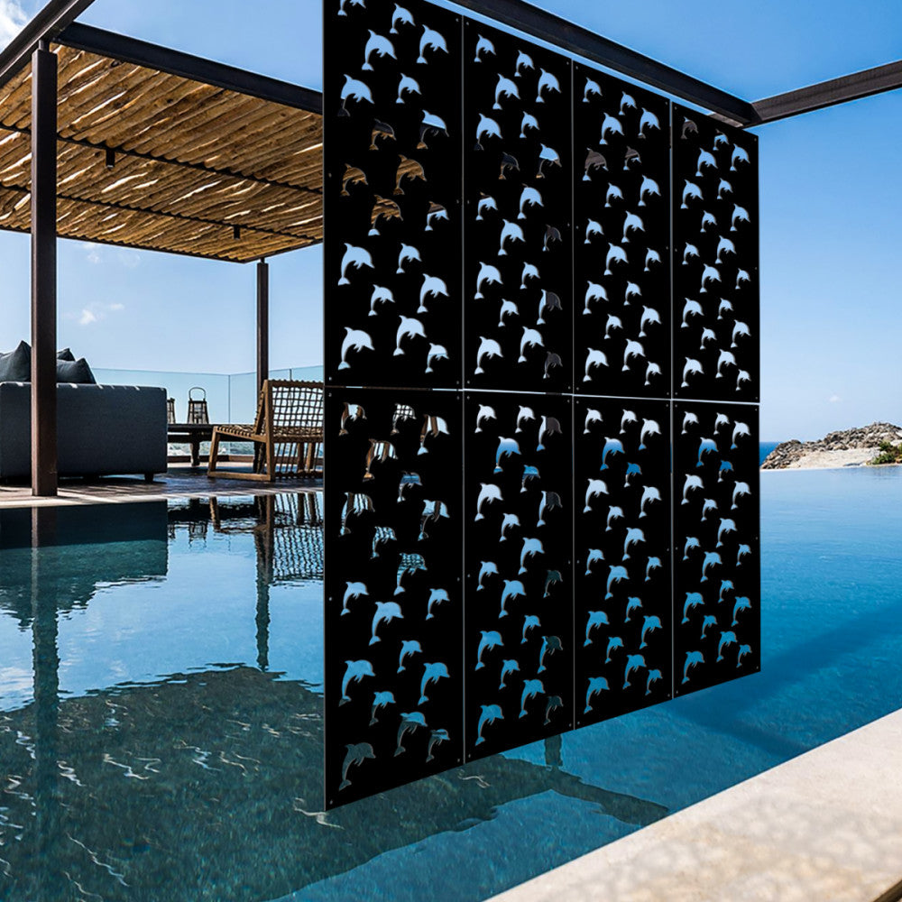 DOLPHIN - Pannello in PVC traforato - Parasole Colore: nero, Misura: 47x94 cm
