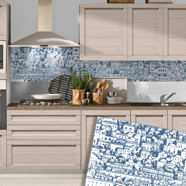 DOMUS - Paraschizzi da cucina in PVC flessibile - Misura 120x60cm spessore 3mm Colore: Blu