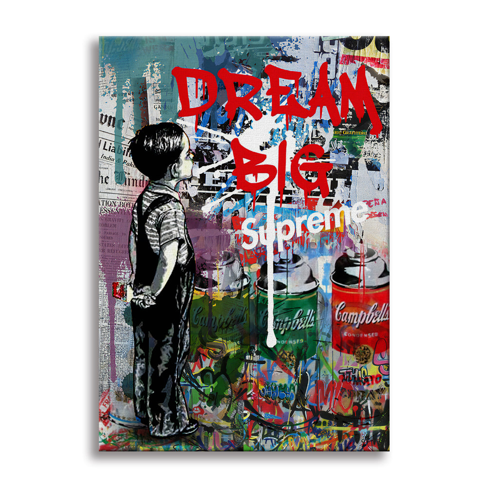 Dream Big -  Quadro Canvas Contemporaneo su telaio in legno Misura: 100x140 cm