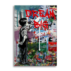 Dream Big -  Quadro Canvas Contemporaneo su telaio in legno Misura: 100x140 cm