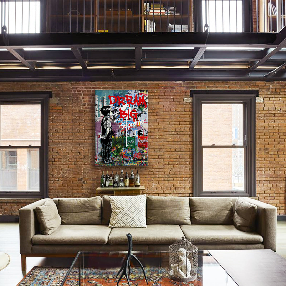 Dream Big -  Quadro Canvas Contemporaneo su telaio in legno Misura: 100x140 cm