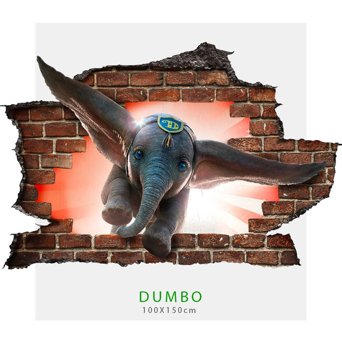 Dumbo Adesivo parete muro effetto 3D buco MATTONI wall sticker adesivo per muro DUMBO Misura: 150x100 cm