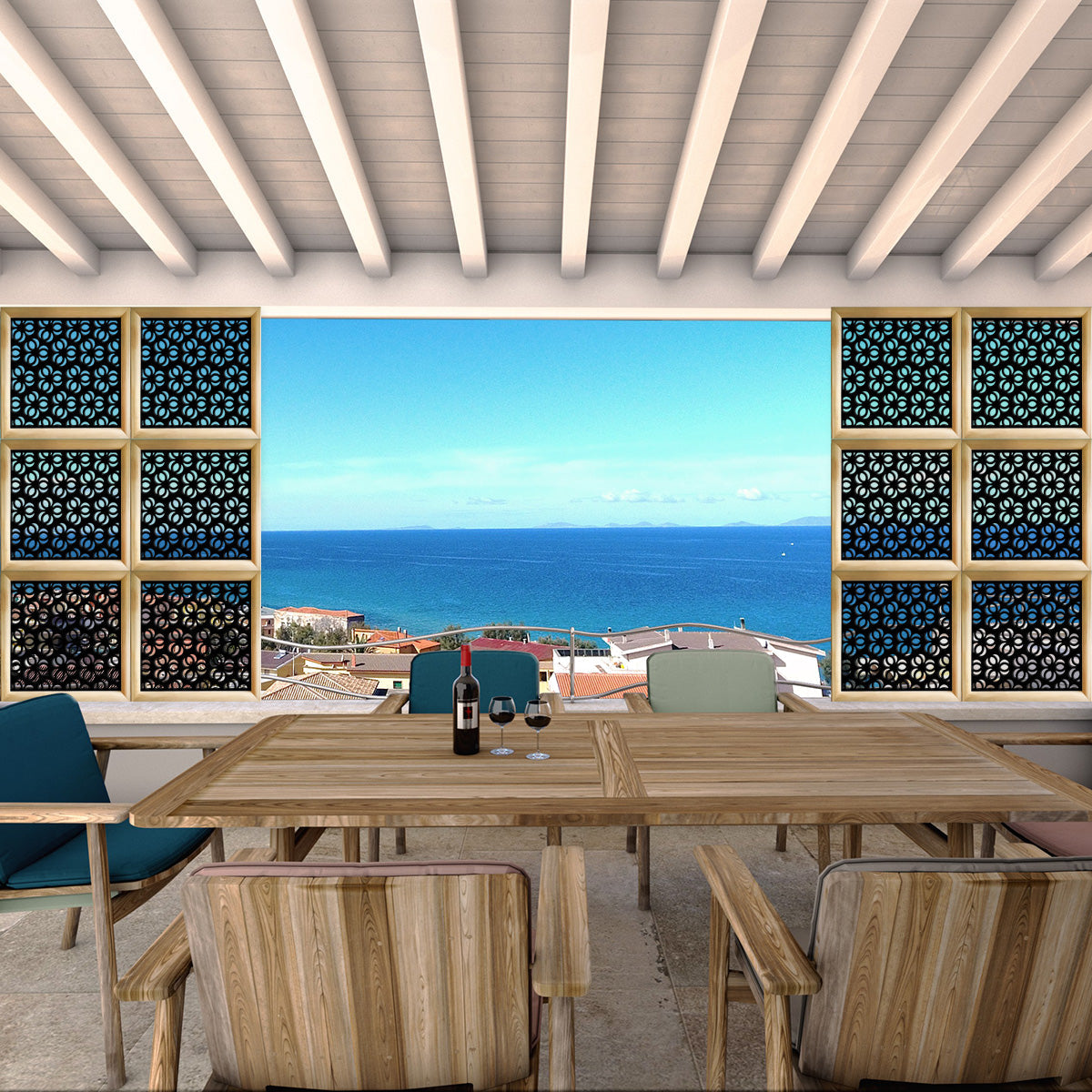 ELLISSE - Moduli Decorativi in Legno e PVC Misura: 48x48 cm, Colore: nero