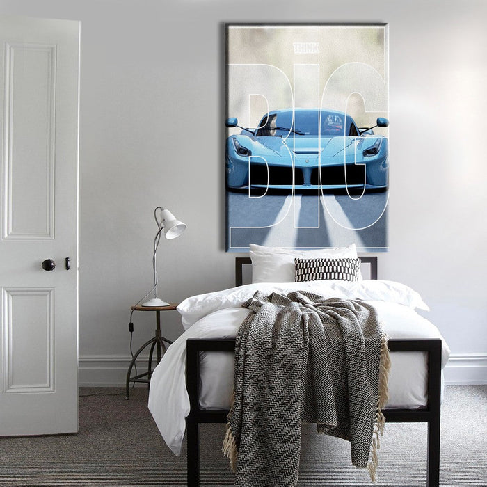 FERRARI - THINK BIG - Quadro stampato su Canvas e montato su telaio in legno Misura: 50x70 cm