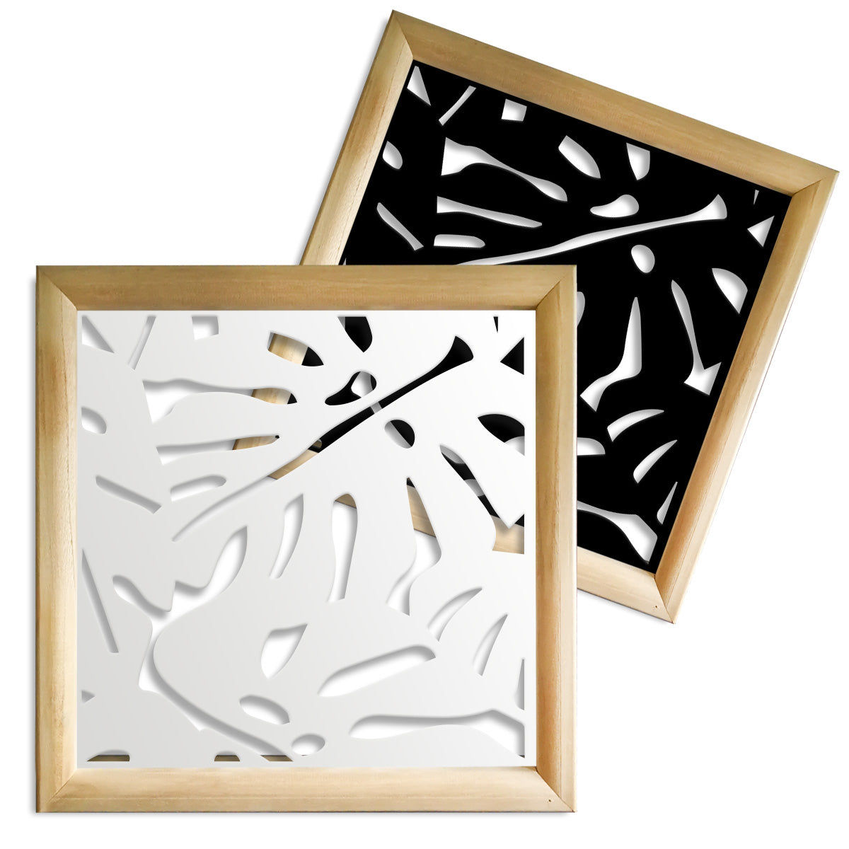 FILODENDRO - Moduli Decorativi in Legno e PVC Misura: 48x48 cm, Colore: nero