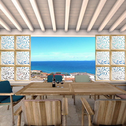 FILODENDRO - Moduli Decorativi in Legno e PVC Misura: 98x98 cm, Colore: bianco