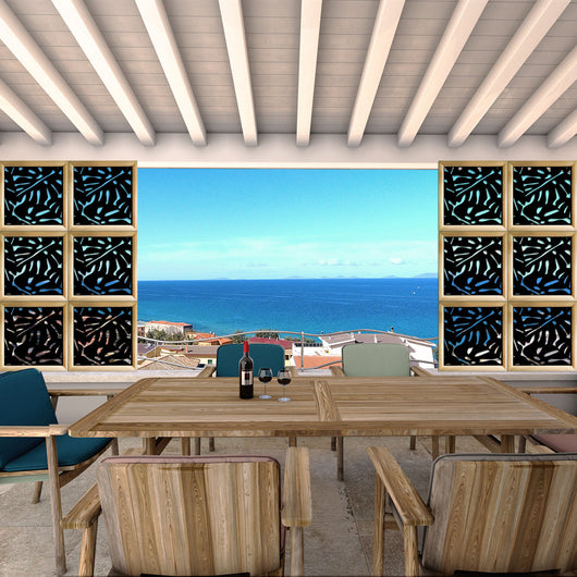 FILODENDRO - Moduli Decorativi in Legno e PVC Misura: 98x98 cm, Colore: nero