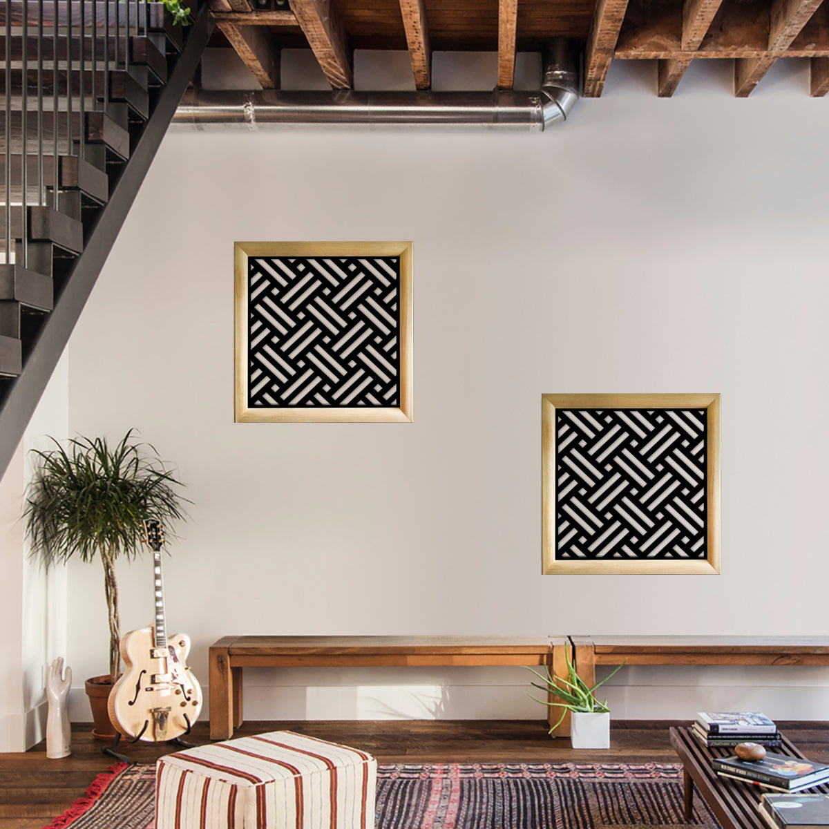 FILOTTO - Moduli Decorativi in Legno e PVC Misura: 48x48 cm, Colore: nero