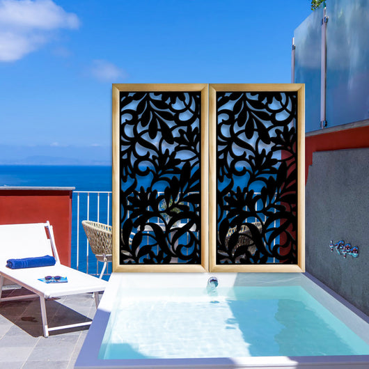 FIORI - Moduli Decorativi in Legno e PVC Colore: nero, Misura: 73x148 cm