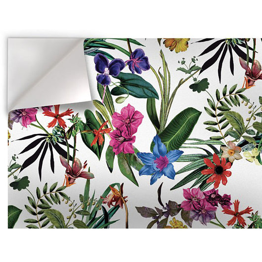 FIORI DIPINTI - Pellicola stampata adesiva in PVC finitura opaca Misura: 100x300 cm