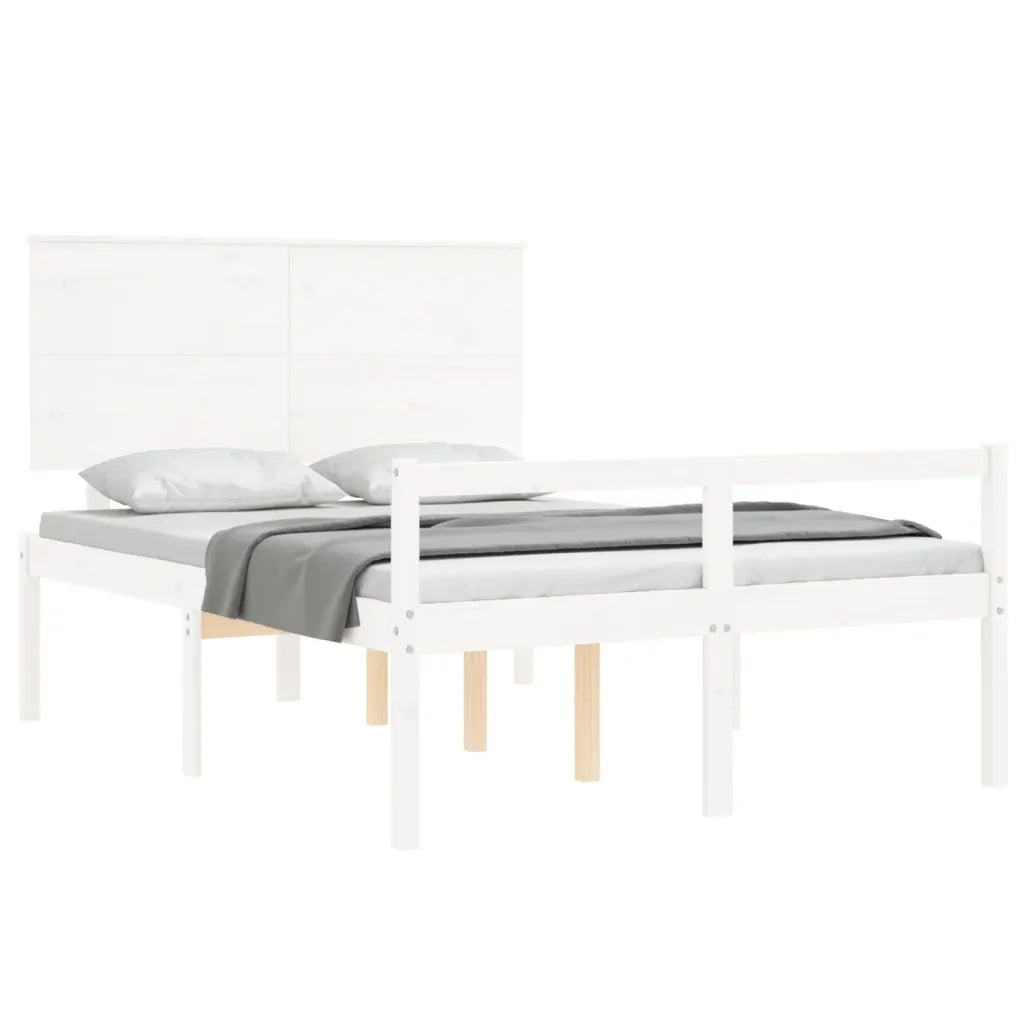 Letto per Anziani con Testiera Bianco 120x200 cm Legno Massello 3195477