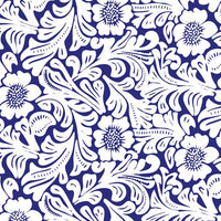 FIORI SU FONDO BLU - Pellicola stampata adesiva in PVC finitura opaca Misura: 100x300 cm