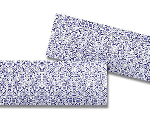 FIORI SU FONDO BLU - Pellicola stampata adesiva in PVC finitura opaca Misura: 100x300 cm