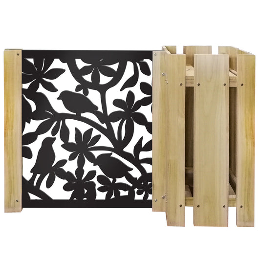 FIORIERA-WOOD COMPOSIZIONE - Porta vasi con divisorio staccionata modulabile - 150x100cm - in Legno e PVC Modello: Birds