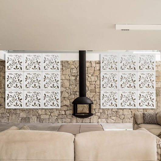 FLOREUS - Pannello in PVC traforato - Parasole Colore: bianco, Misura: 73x73 cm