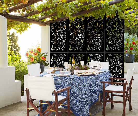 FLOREUS - Pannello in PVC traforato - Parasole Colore: nero, Misura: 98x198 cm